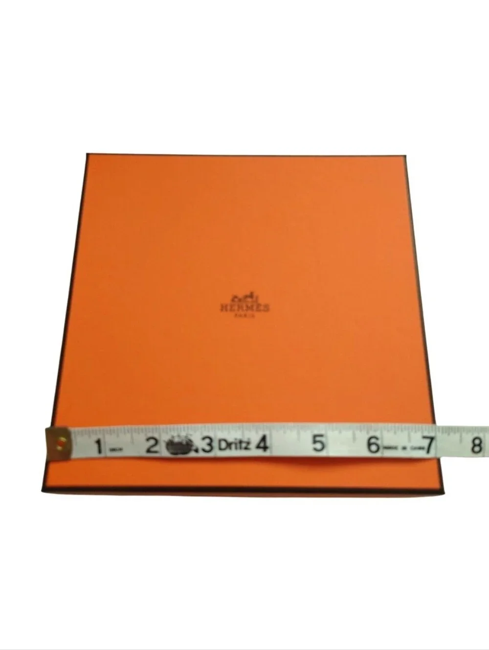 HERMES Authentic Orange Square Scarf Gift Box with Brown Ribbon New
